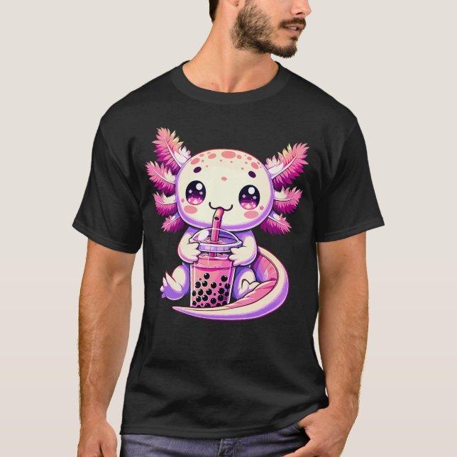 Camiseta Axolotl Bubble Boba Tea Anime Cute Kawaii Axolotl (Anverso)