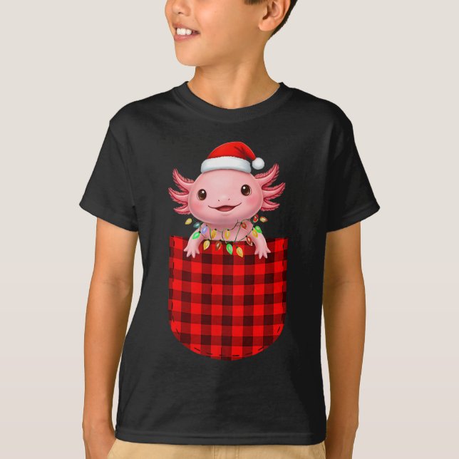 Camiseta Axolotl Buffalo Red Plaid Cket Christmas Funny Men (Anverso)