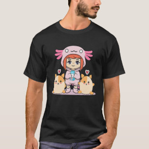 Camiseta Axolotl chica con leche y hámster