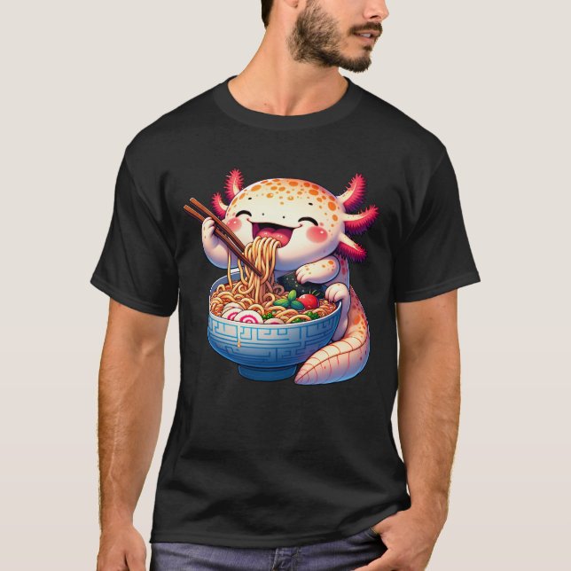 Camiseta Axolotl come Ramen Anime Kawaii comida japonesa (Anverso)