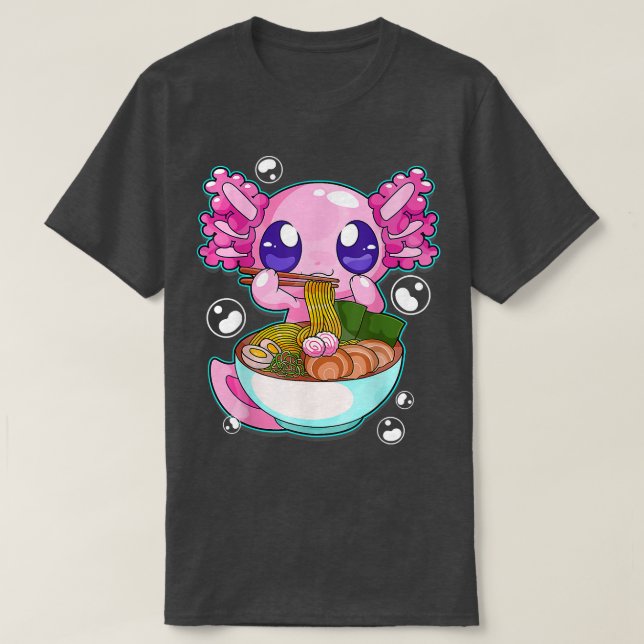 Camiseta Axolotl Comer fideos de Ramen Bowl Gir de comida j (Diseño del anverso)