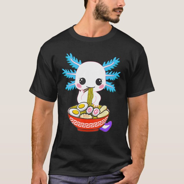 Camiseta Axolotl Comer fideos de Ramen Niños Chicas (Anverso)