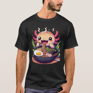Camiseta Axolotl Comer fideos japoneses de Ramen Comer comi