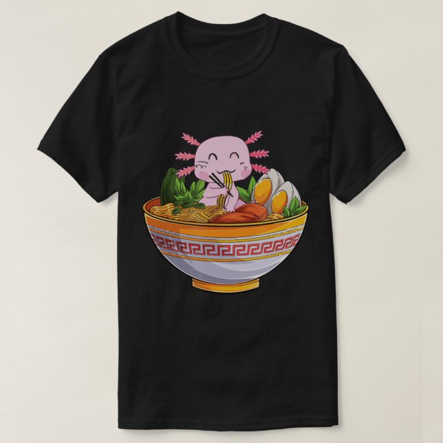 Camiseta Axolotl Comer fideos Ramen Kawaii Anime Gift Gir (Diseño del anverso)