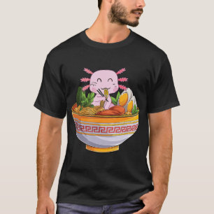 Camiseta Axolotl Comer fideos Ramen Kawaii Anime Gift Gir
