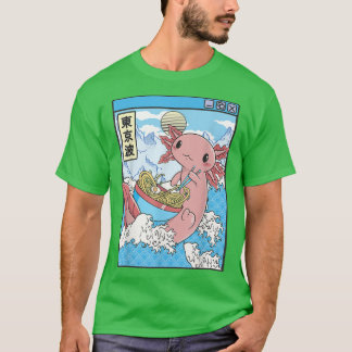 Camiseta Axolotl Comer Ramen Japón Waves Anime Kawaii Vapo