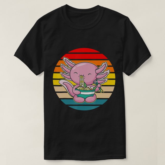 Camiseta Axolotl Comer Ramen Kawaii Anime Comida Japonesa K (Diseño del anverso)