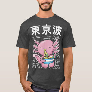 Camiseta Axolotl Comer Ramen Leche Kawaii Niños Estéticos A