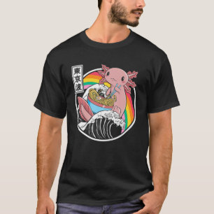 Camiseta Axolotl comiendo Ramen Kanagawa Wave Kawaii Anime 