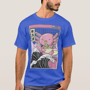 Camiseta Axolotl comiendo Ramen Kanagawa Wave Kawaii Japón 
