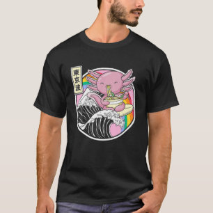 Camiseta Axolotl comiendo Ramen Kanagawa Wave Kawaii Japón 