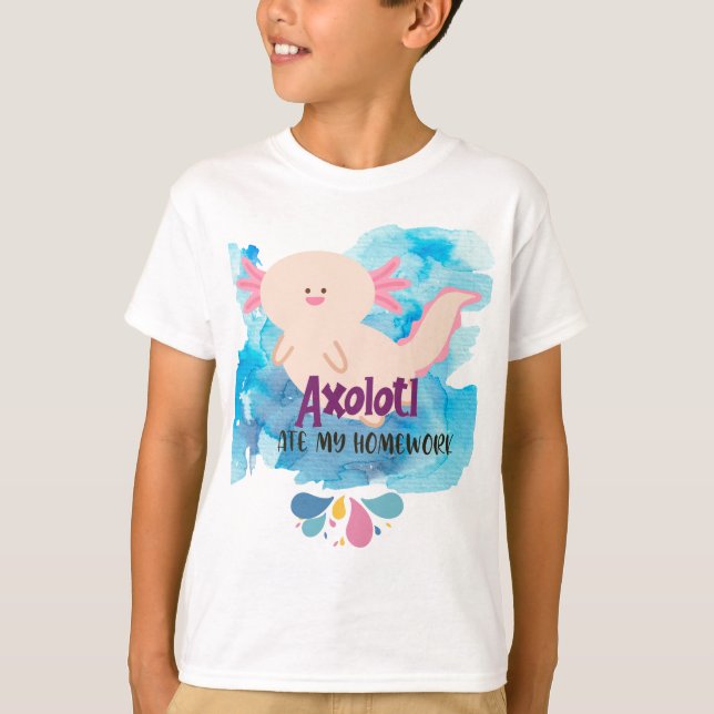 Camiseta Axolotl comió mi hogar, colegio  (Anverso)