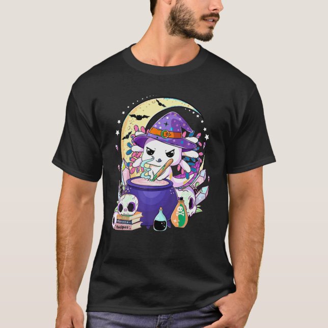 Camiseta Axolotl con Magic Potion Witch Halloween Axolotl (Anverso)