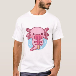 Camiseta Axolotl Cute Comer Popsicle Helado
