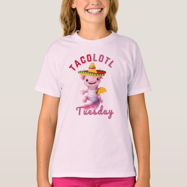Camiseta Axolotl Cute Taco Martes Pink Axelotl Mexicano (Anverso)