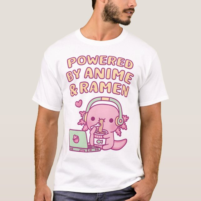 Camiseta Axolotl Cuto Con Anime Y Ramen (Anverso)