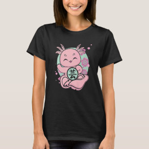 Camiseta Axolotl Cuto Con Estética Kanji Y Japonesa