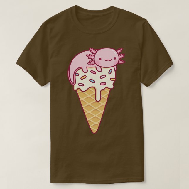 Camiseta Axolotl Cuto En Vainilla Ice Cream Cone Gracioso (Diseño del anverso)