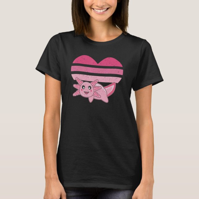 Camiseta Axolotl de corazón rosado (Anverso)