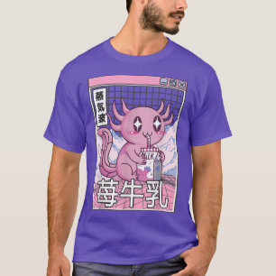 Camiseta Axolotl Drinking Strawberry Milk Japan Otaku Anime
