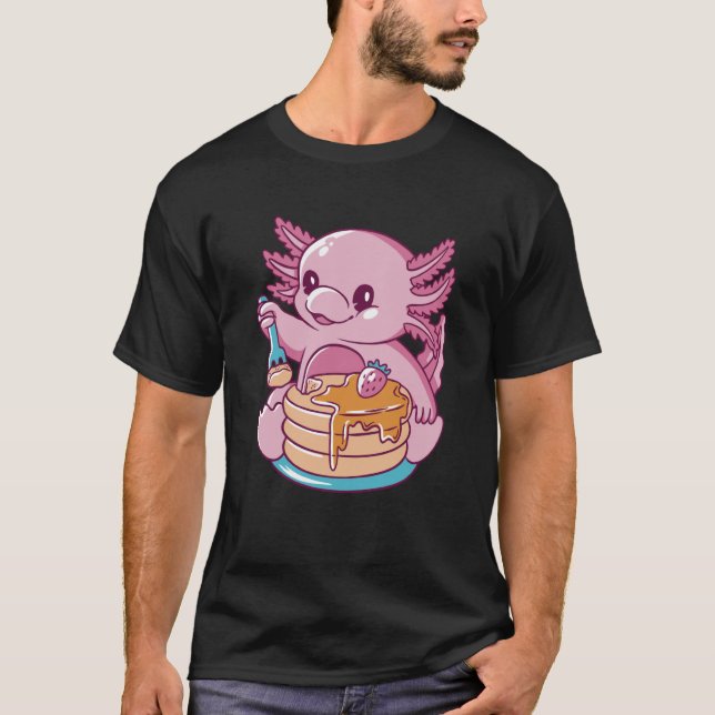 Camiseta Axolotl Eating Pancakes Cute (Anverso)