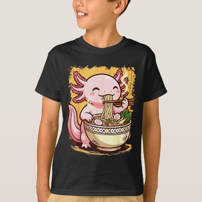 Camiseta Axolotl Eating Ramen Noodles  (Anverso)