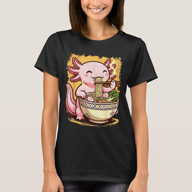 Camiseta Axolotl Eating Ramen Noodles  (Anverso)