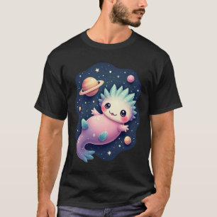 Camiseta Axolotl Espacial Galáctico Amante de Gatos Kawaii