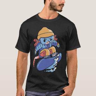Camiseta Axolotl Esquiando Cute Snowboard Axolotl Para Ki