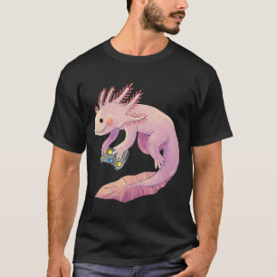 Camiseta Axolotl Fish Jugando Videojuego Axolotl Liza Blanc