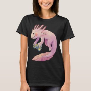 Camiseta Axolotl Fish Jugando Videojuego Axolotl Liza Blanc