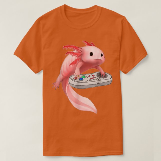 Camiseta Axolotl Fish Jugando Videojuego Classic TShirt (Diseño del anverso)