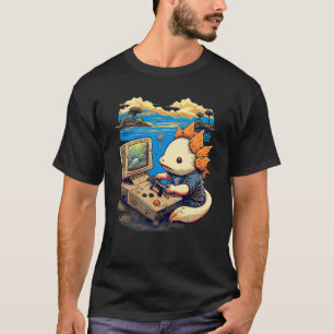 Camiseta Axolotl Fish Jugando Videojuego Lizard Gamer