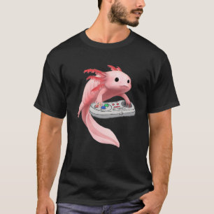 Camiseta Axolotl Fish Jugando Videojuego White-Axolotl Liza