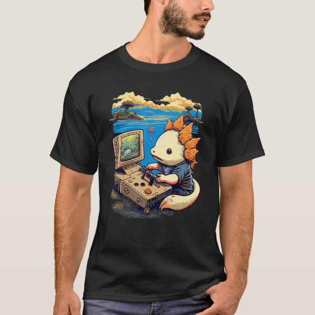 Camiseta Axolotl Fish Playing Video Game Lizard Gamer (Anverso)