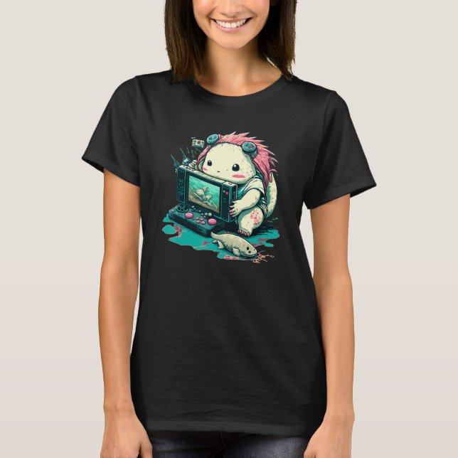 Camiseta Axolotl Fish Playing Video Game Lizard Gamer_1 (Anverso)