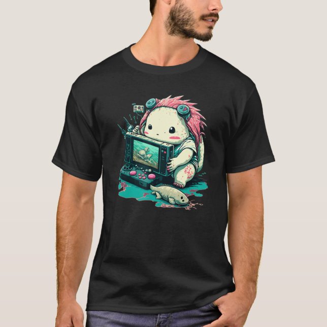 Camiseta Axolotl Fish Playing Video Game Lizard Gamer_1 (Anverso)