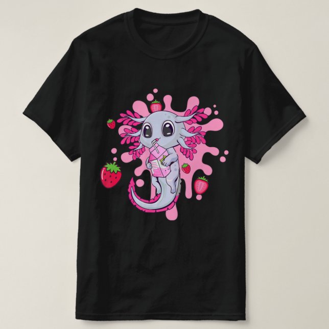 Camiseta Axolotl Fresa Cute Kawaii Anime Gift Gir (Diseño del anverso)