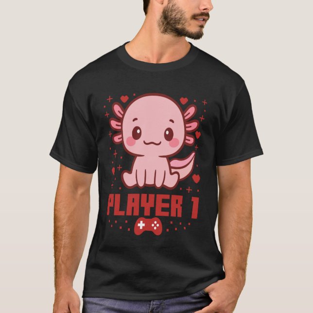 Camiseta Axolotl Gamer Couple Capybara Retro Pixel Arcade (Anverso)