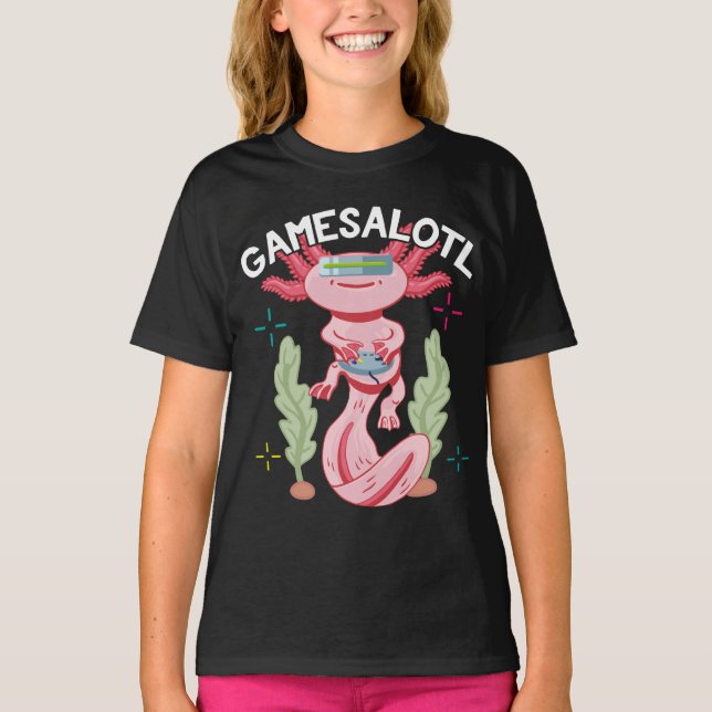 Camiseta Axolotl Gaming Gamesalotl Kawaii (Anverso)