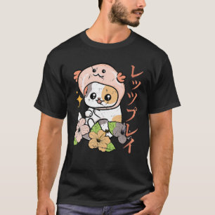 Camiseta Axolotl - Gato Kawaii Anime - Flores de sabor japo