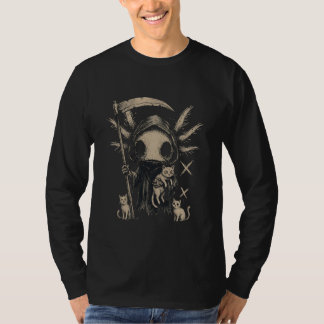 Camiseta Axolotl Gothic Grim Reaper Cat Scythe Dark