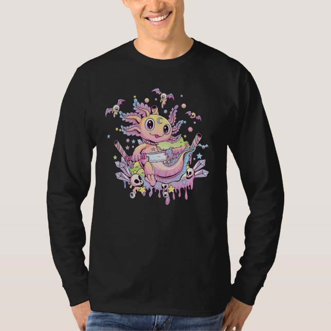 Camiseta Axolotl Halloween Skull Creepy Axolotl Pastel Goth (Anverso)
