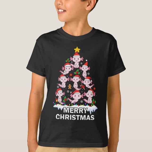 Camiseta Axolotl Iluminación del árbol de Navidad Cul Axolo (Anverso)