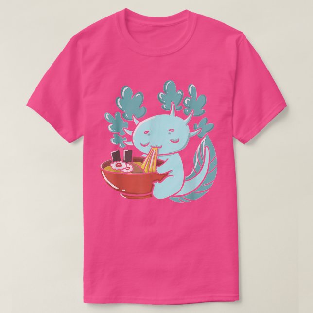 Camiseta Axolotl Kawaii comiendo fideos Ramen Chicas Anime  (Diseño del anverso)