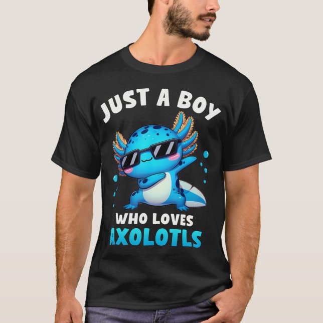 Camiseta Axolotl Kawaii Just A Boy Who Loves Axolotls Dabbi (Anverso)