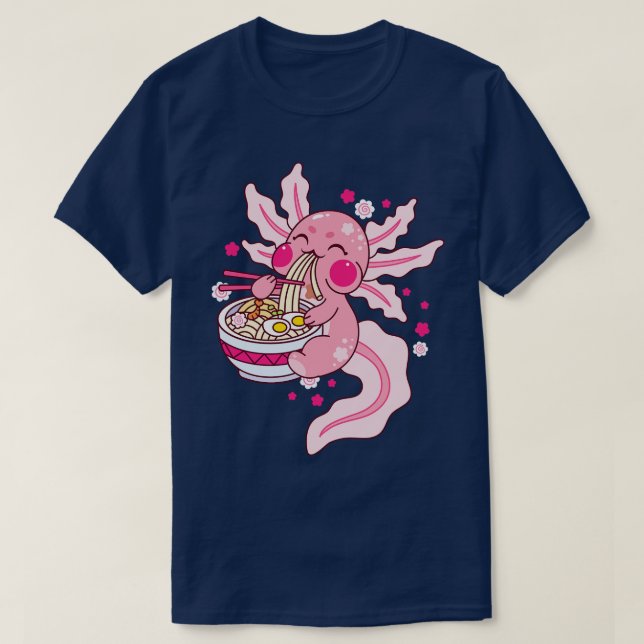 Camiseta Axolotl Kawaii Ramen Noodles Japoneses (Diseño del anverso)
