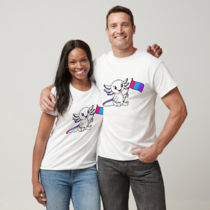 Camiseta Axolotl lindo con bandera del Orgullo de Androgyne