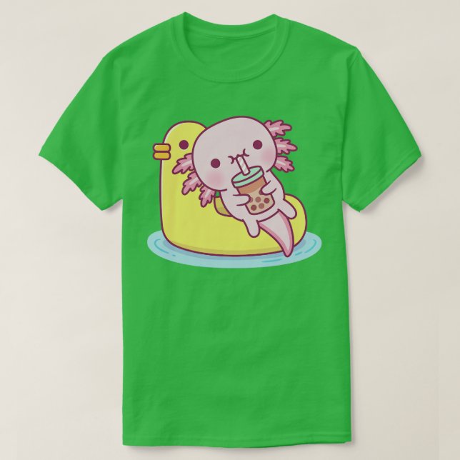 Camiseta Axolotl lindo g En Piscina Pato Flota Beber Burbuj (Diseño del anverso)
