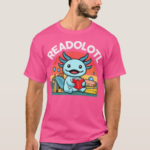 Camiseta Axolotl lindo Leyendo Readolotl Azul Axolotl Salam